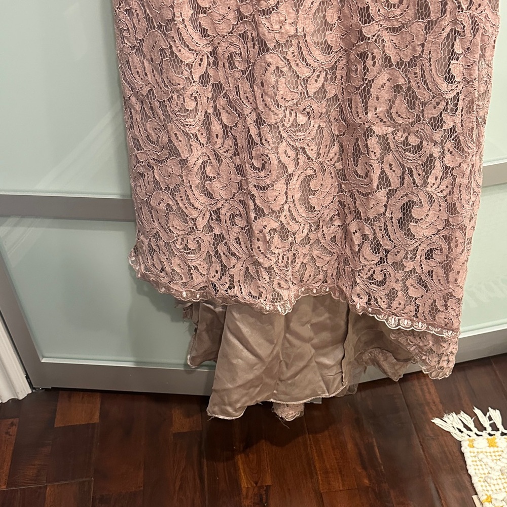 Chic Lace High-Low Dress in Blush - Picture 4 of 7